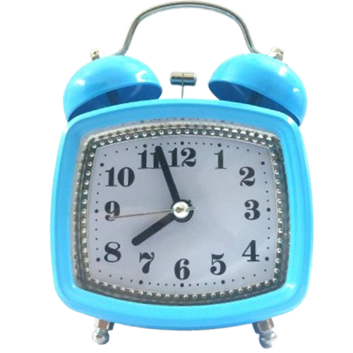 Blue Retro Metal Twin Bell Alarm Clock with Backlight 