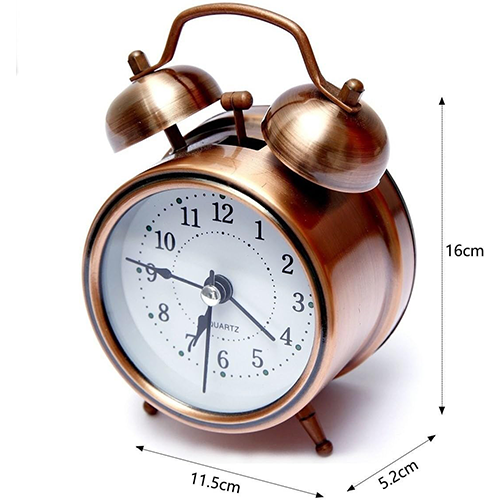 Copper Twin Bell Alarm Clock with Back Light