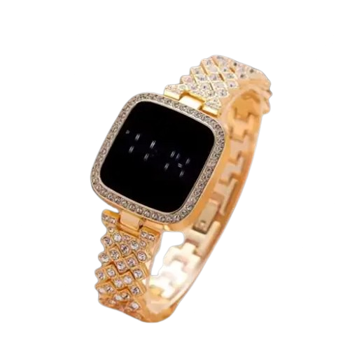 Golden Digital Bracelet Watch – Stylish and Functional Timepiece