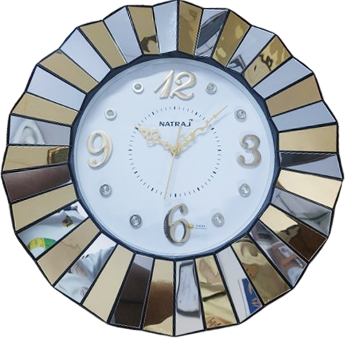 Natraj Designer Wall Clock with Silver and Golden Finish