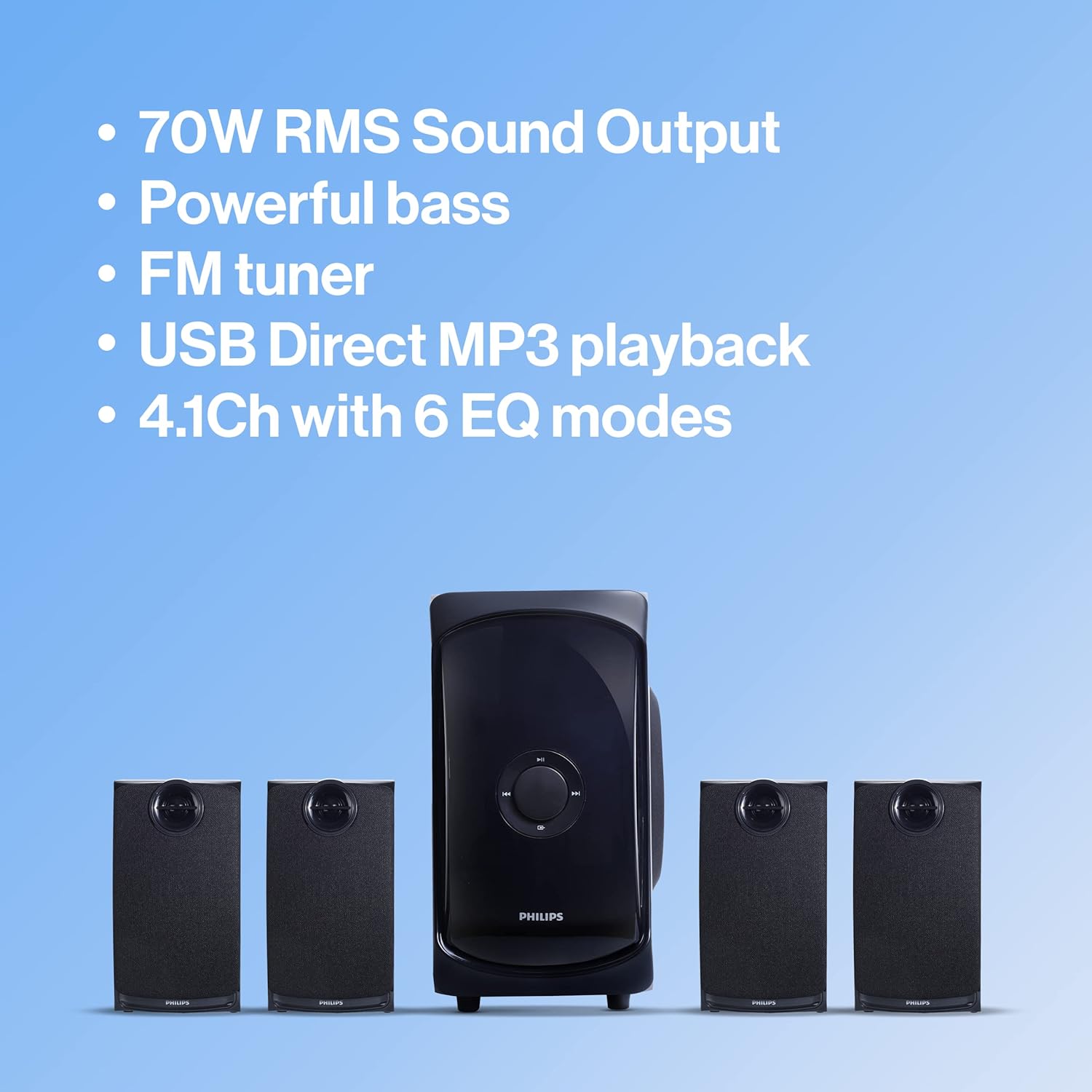 PHILIPS TAV7477 4.1 Channel 75W Bluetooth Speaker System with Subwoofer and Remote - Bulk Wholesale