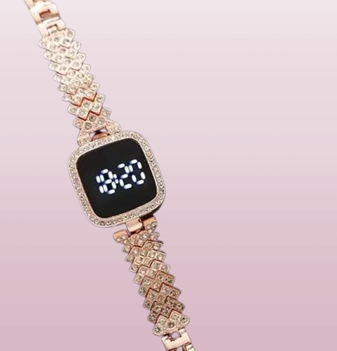 Rose Gold Digital Bracelet Watch – Stylish and Functional Timepiece