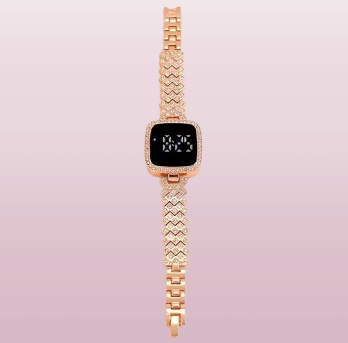 Rose Gold Digital Bracelet Watch – Stylish and Functional Timepiece