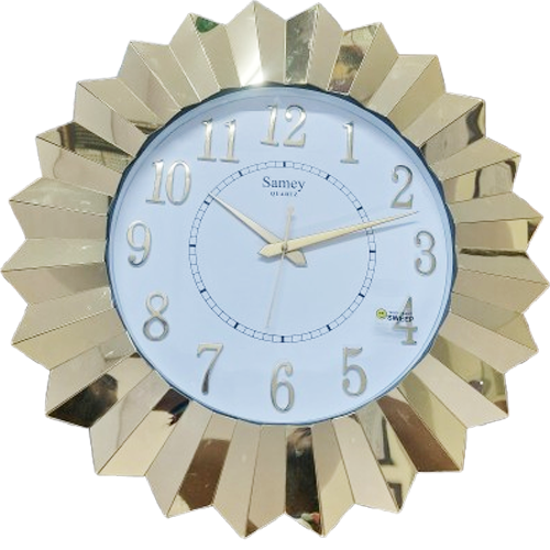 Samey Wall Clock with Golden Glass – 18 inches, 1 Year Warranty