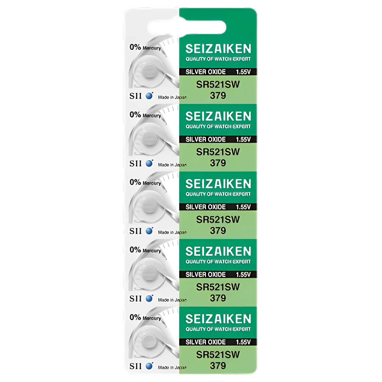 Seizaiken SR521SW 379 Silver Oxide Watch Battery 1.55V – Pack of 5