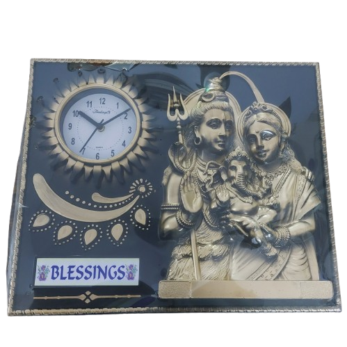 Shiv Family Wall Clock – 16x13 Inches with Blessings