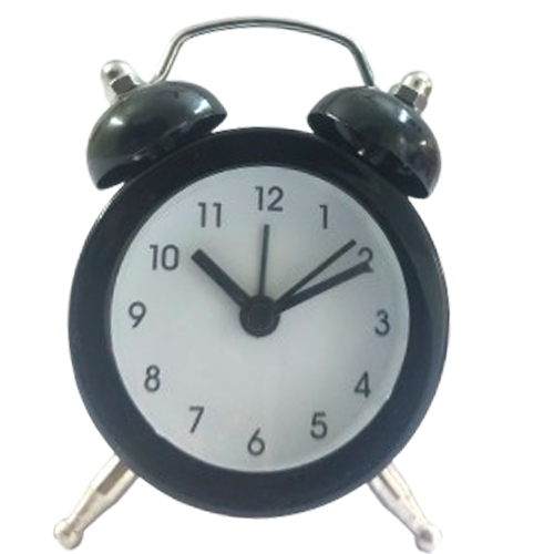 Portable 8.1 cm Black Metal Alarm Clock