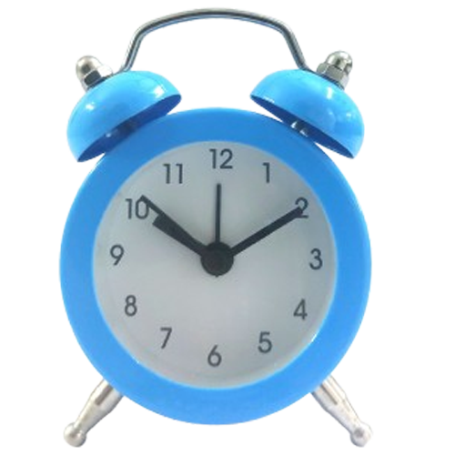 Portable 8.1 cm Blue Metal Alarm Clock