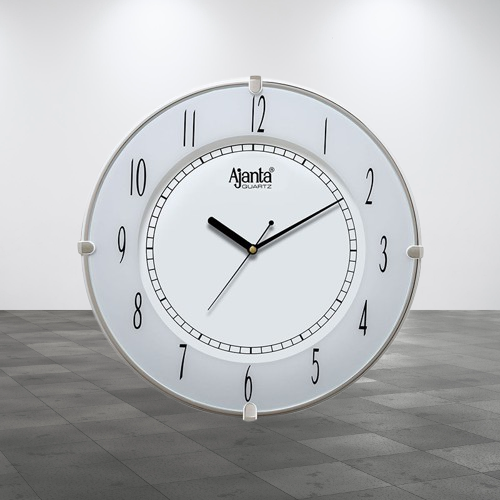 White Ajanta Wall Clock – Fancy 1197 – Step Accuracy, 1 Year Warranty