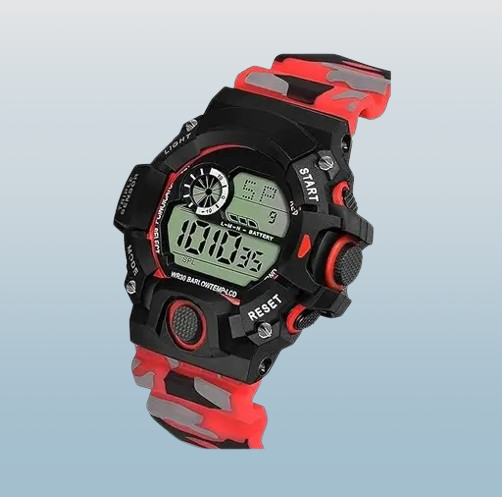 Red Cargo Sports Digital Watch – Big Dial & Durable Plastic Strap